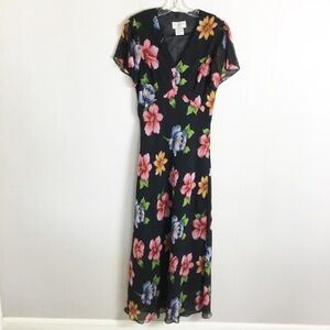 Vintage Mary McFadden Floral Maxi Dress Colorful Perfect For Summer Size 8